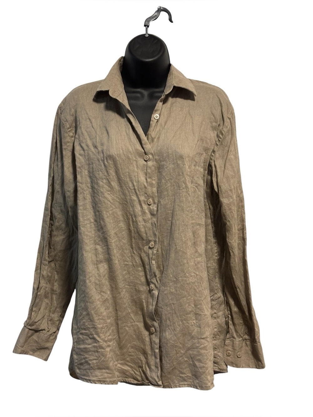 Doppelgänger Linen Lightweight Beige Button-Up Shirt